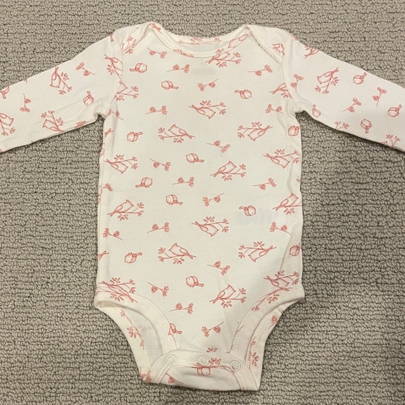 Carter's Other - Carter's Girls Infants White & Pink Bird Print Bodysuit